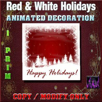 Red and White Marketplace Logo - Second Life Marketplace - BBD - Animated Happy Holiday red & white!