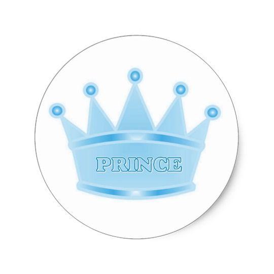 Light Blue Crown Logo - Cute Glitter Baby Blue Crown Prince Classic Round Sticker | Zazzle.co.uk