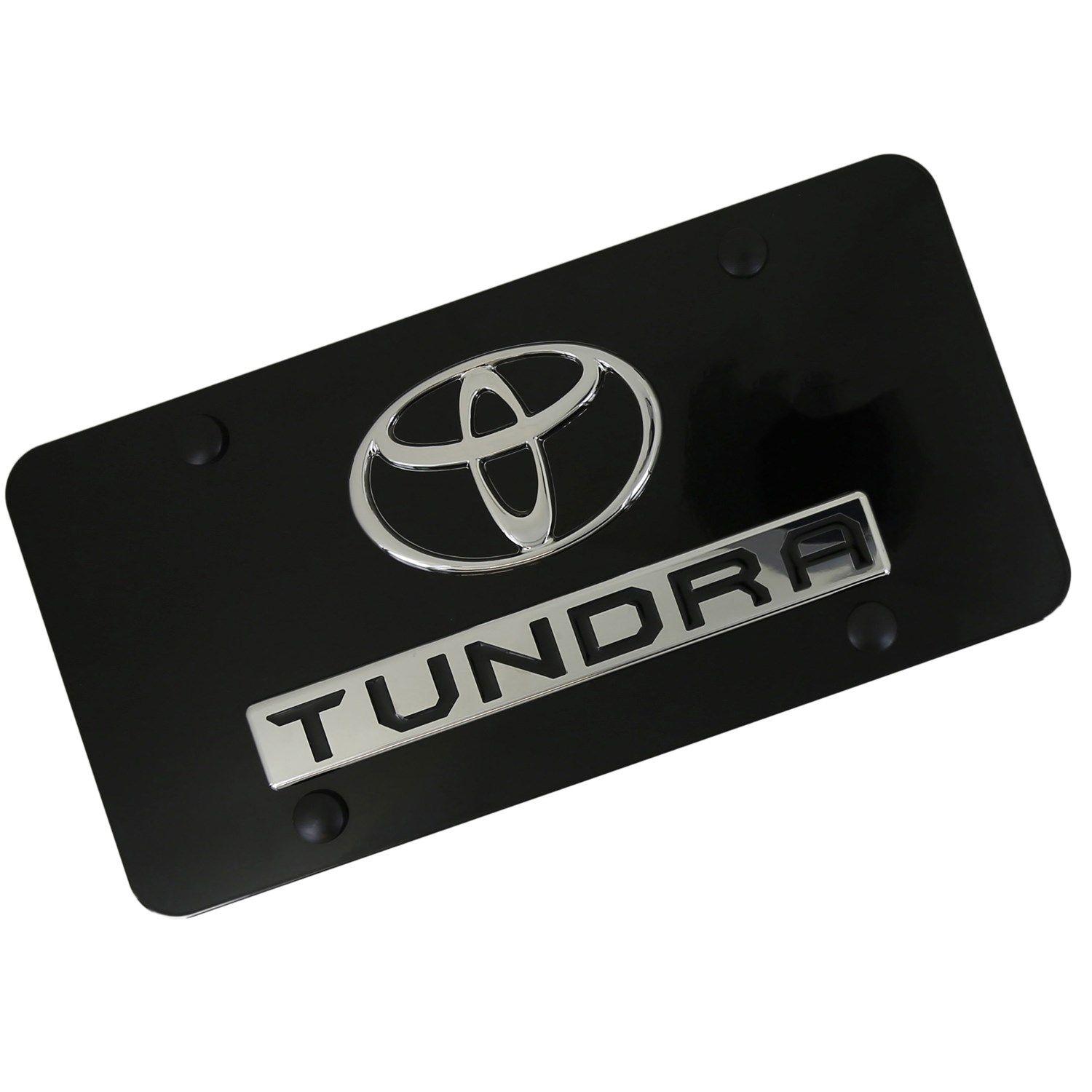 One Toyota Logo - Toyota Logo + Tundra Name Badge On Black License Plate