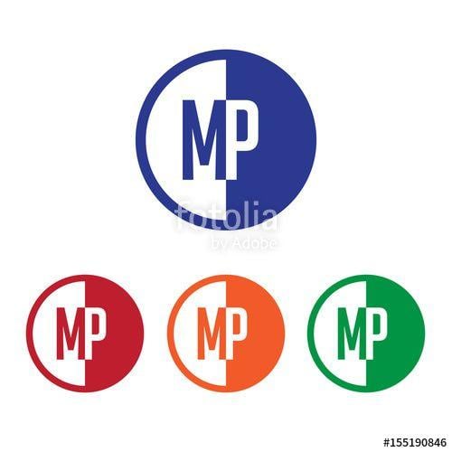 Green MP Logo - MP initial circle half logo blue,red,orange and green color