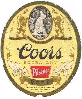 Adolph Coors Company Logo - Labels Coors Extra Dry Pilsener Beer Adolph Coors Company Golden ...