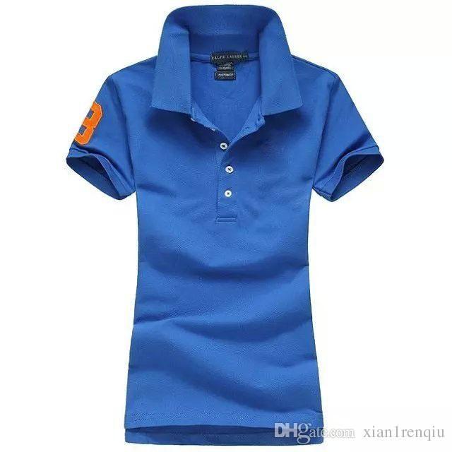 Blue Polo Horse Logo - Women Polo Horse Embroidery Polo Shirt Short Sleeves Tops Poloshirt ...