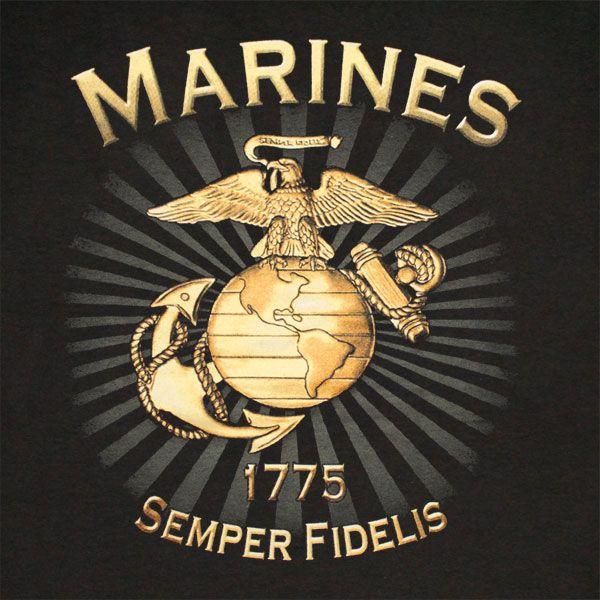 US Marines Logo - Buy Official US Marines Brass Logo Semper Fidelis Patriotic T Shirt
