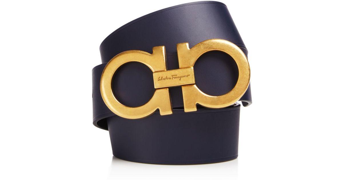 Gold Ferragamo Logo - Lyst - Ferragamo Gold X-large Gancini Belt in Blue for Men