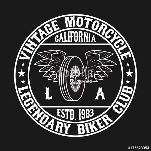 Vintage Clothing Brand Logo - California motorcycle graphic for t-shirt. Los Angeles, LA biker ...