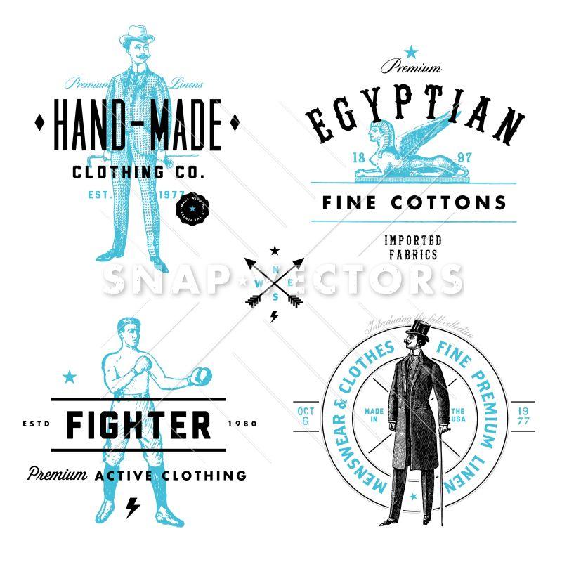 Vintage Clothing Brand Logo - Vector Clothing Label and Vintage Logo Template Set - Snap Vectors