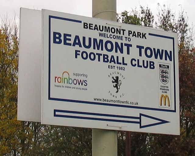 Town of Beaumont Logo - Beaumont Town Football Club sign © Andrew Tatlow - Geograph Britain