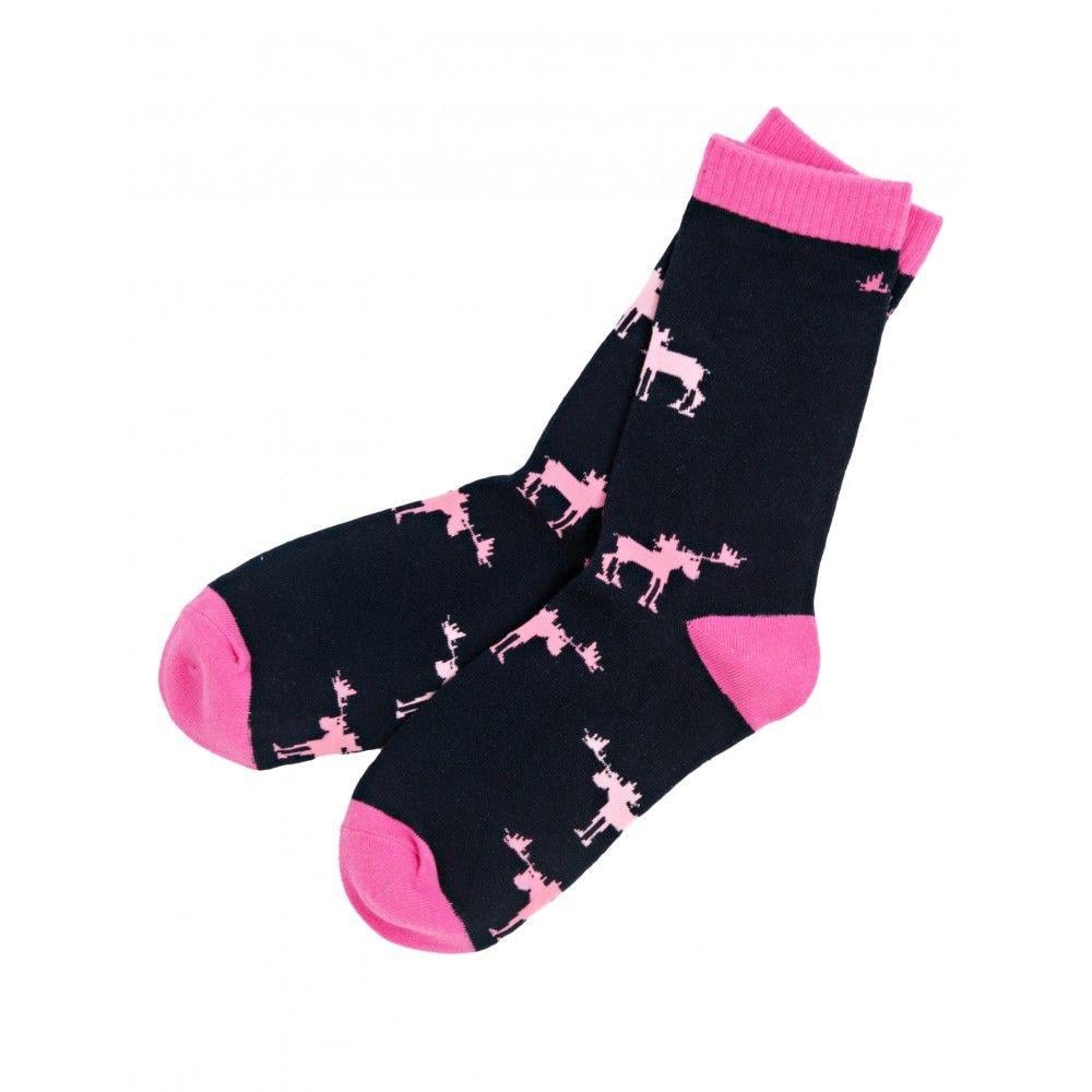 Pink Moose Logo - Hatley Pink Moose Women's Crew Socks - Zeb's General Store