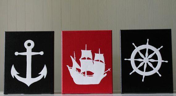 Red and White Ship Logo - I want. Pirate nursery, Nursery, Nautical nursery