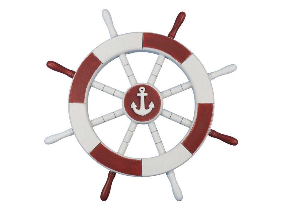 Red and White Ship Logo - Buy Red and White Decorative Ship Wheel with Anchor 18 Inch