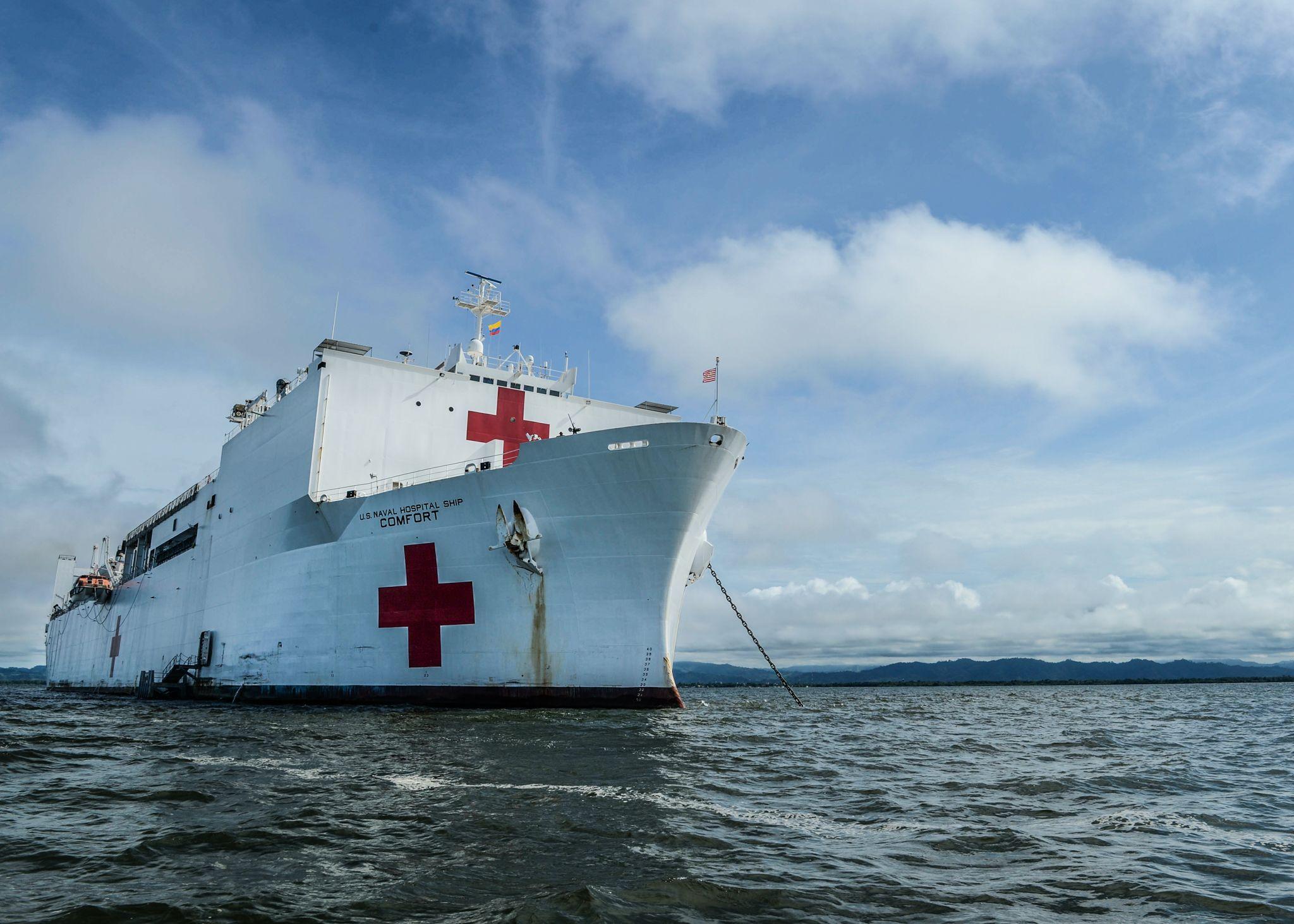 Red and White Ship Logo - U.S. hospital ship provides hope in the Americas