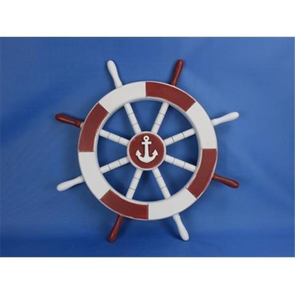 Red and White Ship Logo - Shop Red and White Ship Wheel With Anchor 18 in. Decorative Accent ...