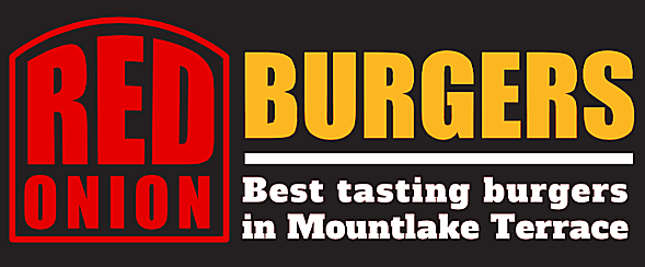 Red and Yellow Burger Logo - Red Onion Burgers. The Best Tasting Burgers in Mountlake Terrace