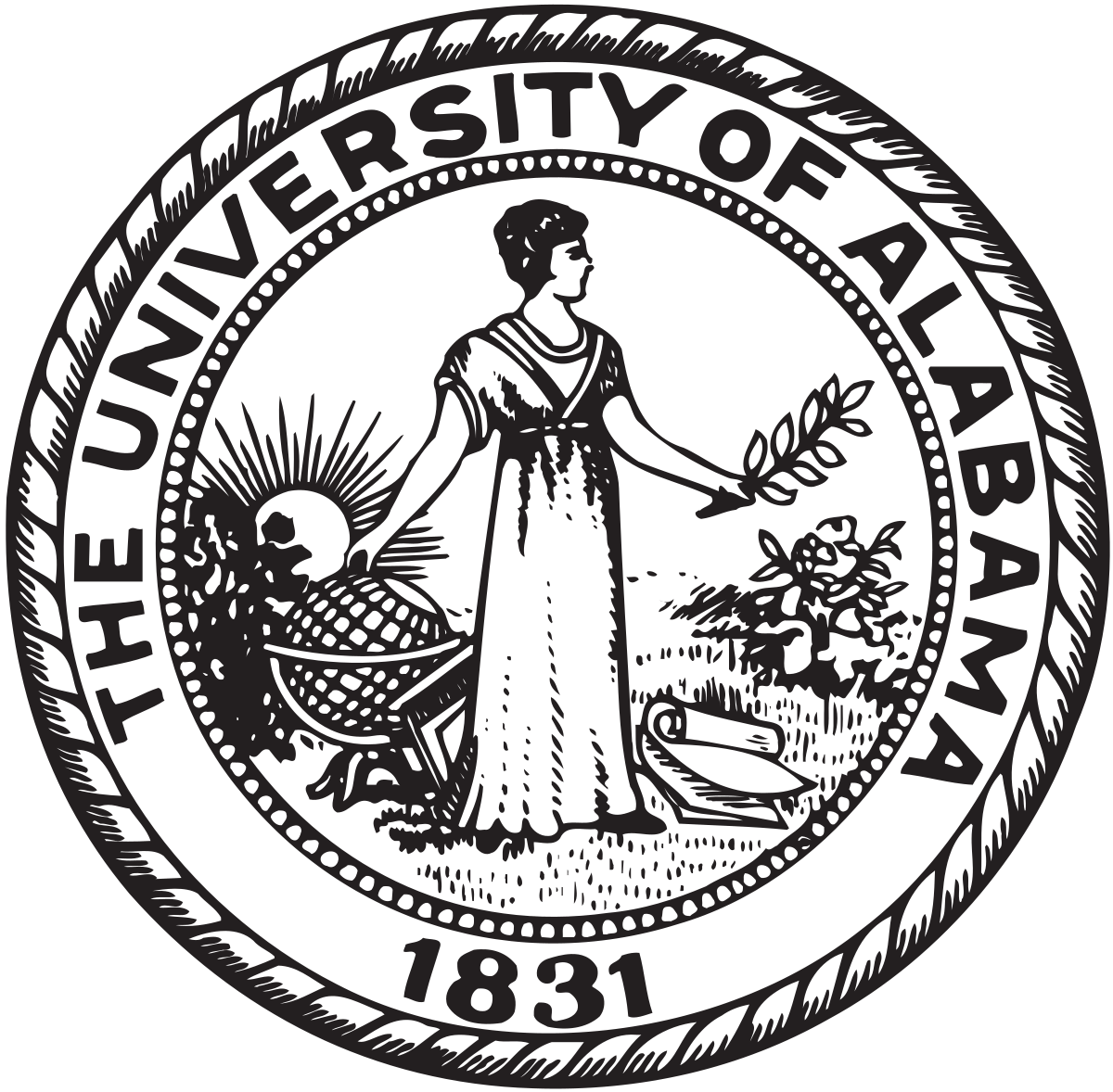 Black and White University of Alabama Logo - University of Alabama