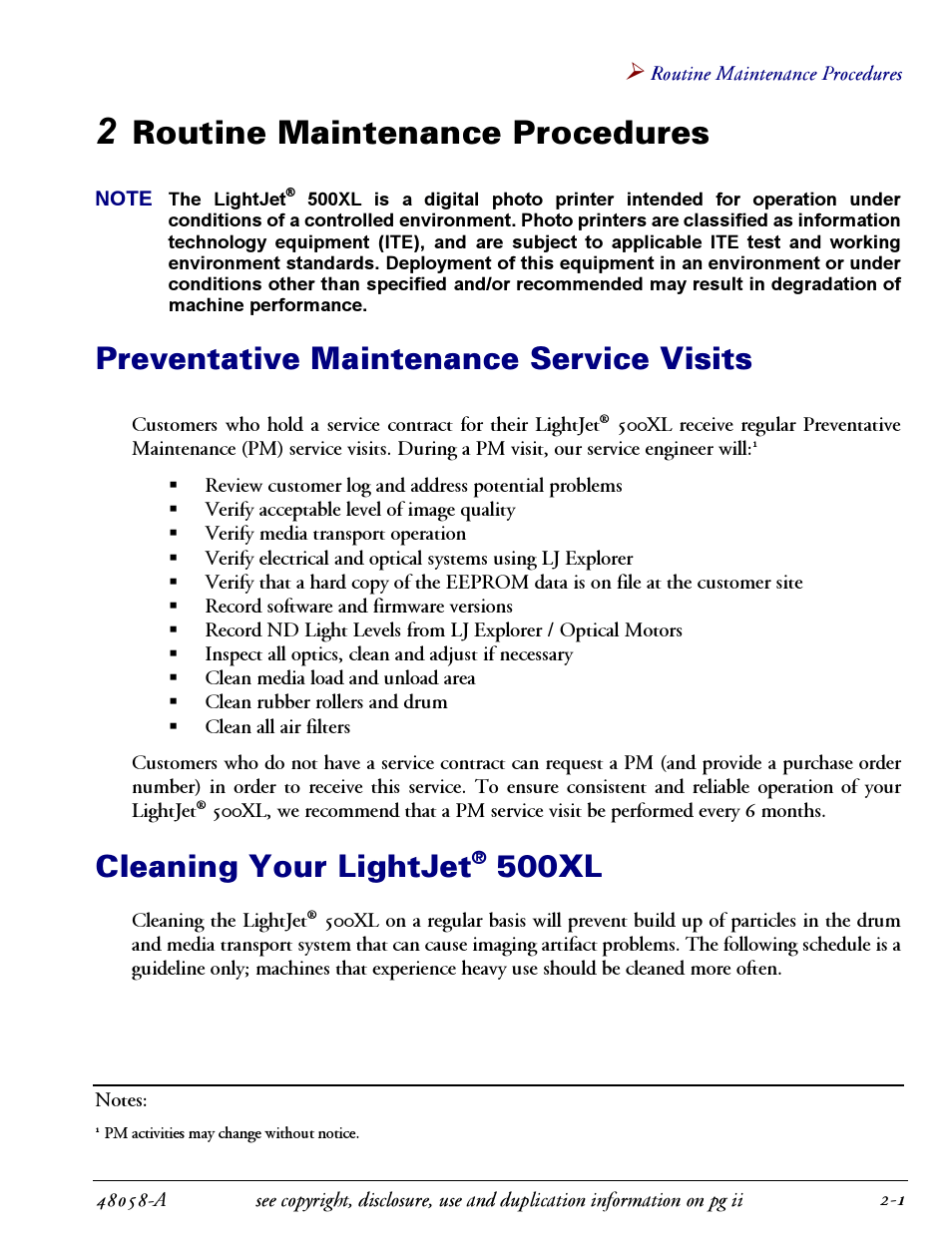 Oce North America Logo - routine maintenance procedures - 500xl - Routine maintenance