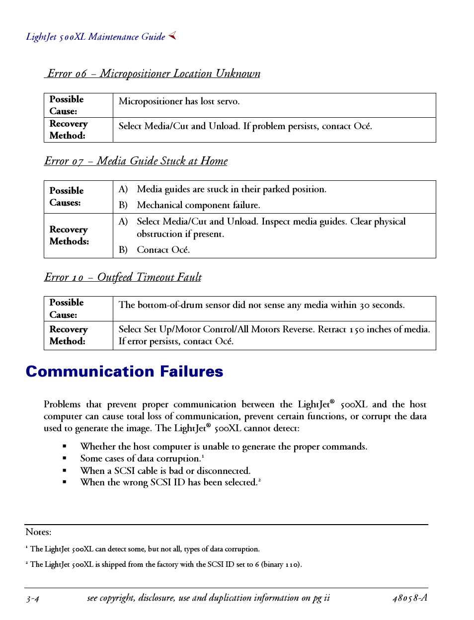 Oce North America Logo - Communication failures - Communication failures, Error 06