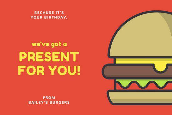 Red and Yellow Burger Logo - Red and Yellow Burger Birthday Gift Certificate