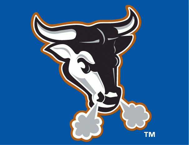 Blue and White Bull Logo - Durham Bulls Cap Logo (2000) - An angry black bull with white and ...