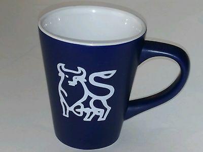 Blue and White Bull Logo - MERRILL LYNCH BULL Logo Coffee Mug Cup Navy Blue with White Bull