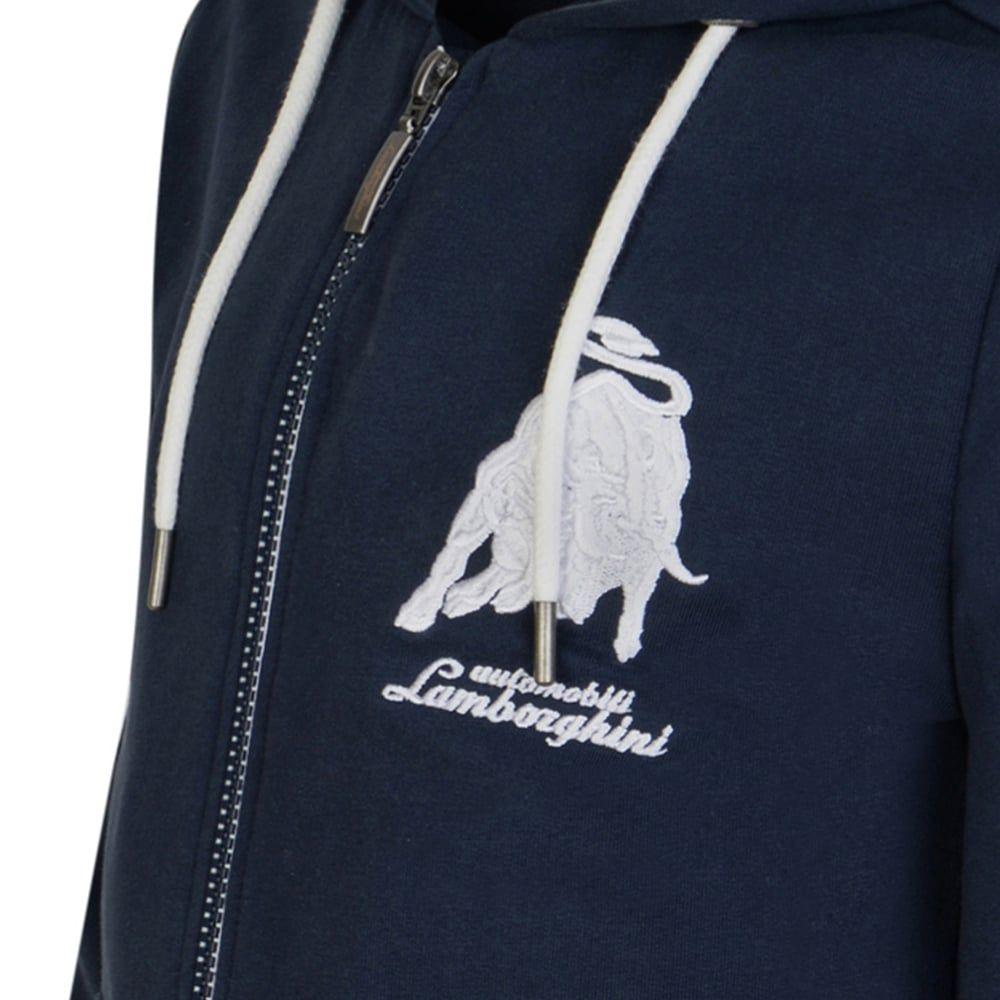 Blue and White Bull Logo - Lamborghini Boys Blue Hooded Sweatshirt with White Embroidered Bull