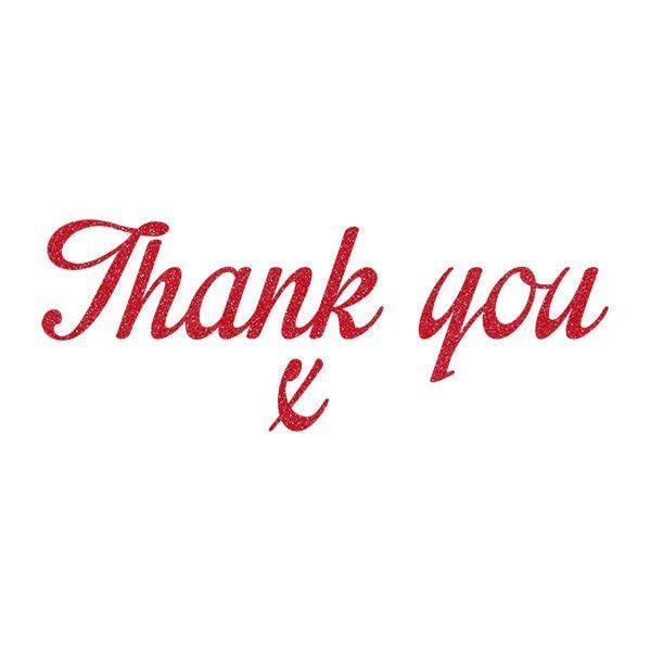 Thank You Red Logo - Iron on Thank You script lettering 20x7.5cm. The Clever Baggers