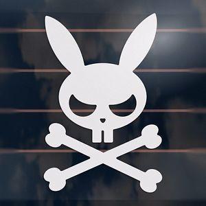 Rabbit Skull Logo - Bunny Rabbit pirate skull and crossbones Car Sticker 150mm ver1