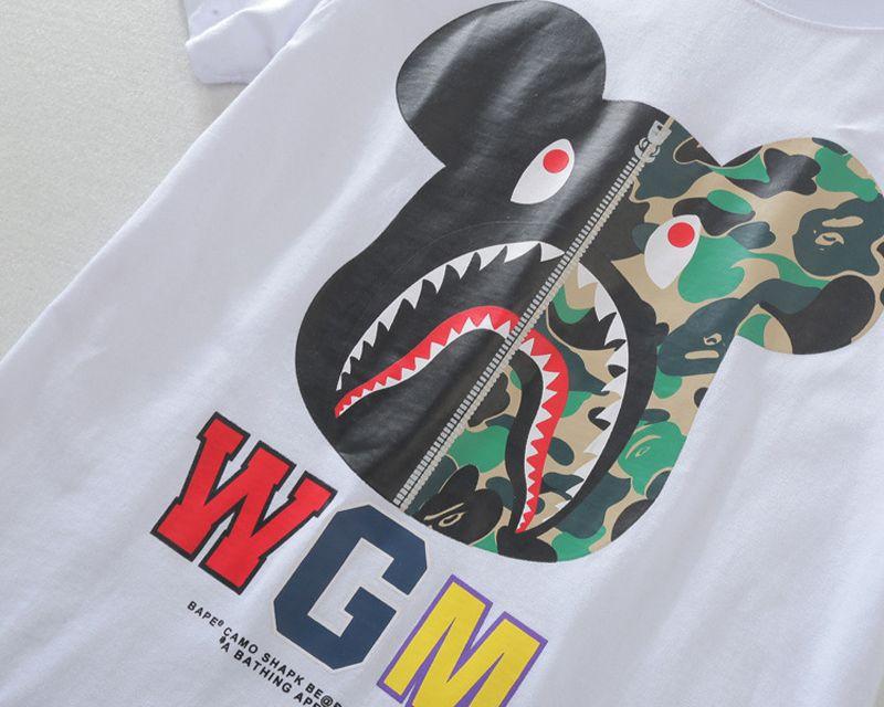 WGM BAPE Shark Logo - Bape T shirt WGM Tshirt Homme Men Deer Shark T Shirt Unisex O neck