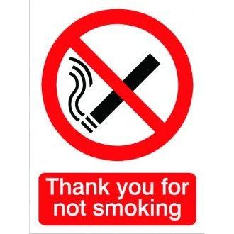 Thank You Red Logo - Thankyou for not Smoking sign by Timpson