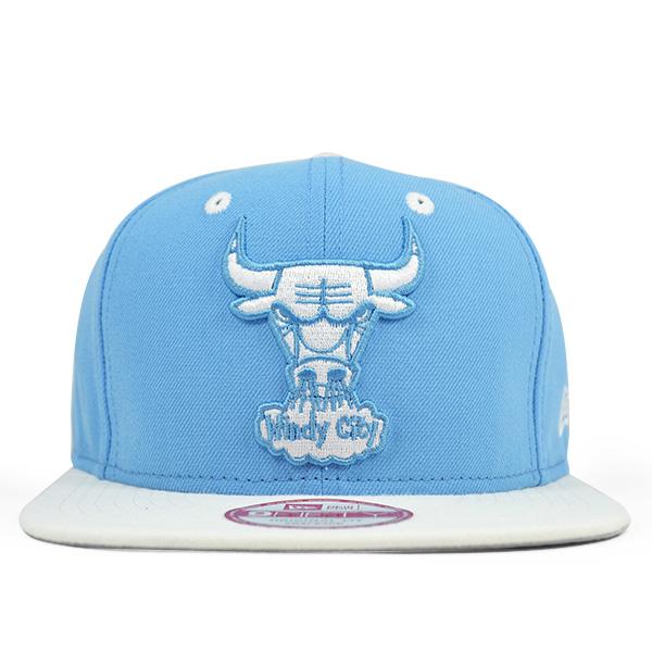 Blue and White Bull Logo - Chicago Bulls CUSTOM Carolina Blue/White SNAPBACK 9Fifty New Era NBA ...