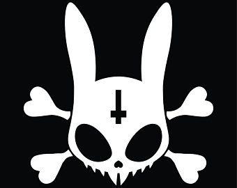 Rabbit Skull Logo - Dead Bunny / Rabbit Skull with Inverted Cross & Crossbones | Etsy