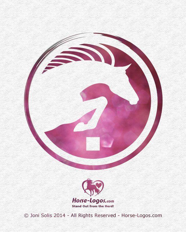 Curved Lines Circle Logo - Jumping horse graphic is cut from the background circle making a ...