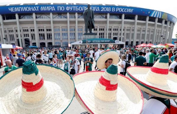 Red Square White F Logo - Mexico fans in sombreros flood Red Square for World Cup clash with ...