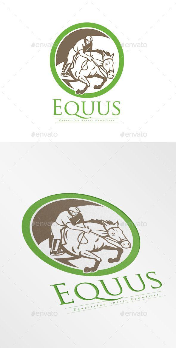 Horse Jumping through Circle Logo - Equus Equestrian Sports Logo. Logo showing illustration of a horse ...