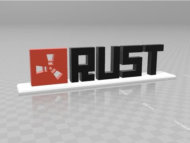 Rust Logo - Rust Logo with Text and Stand V2 by The_CopyCat - Thingiverse