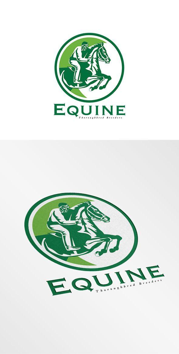Horse Jumping through Circle Logo - Equine Thoroughbreds Logo. Logo showing illustration of a horse