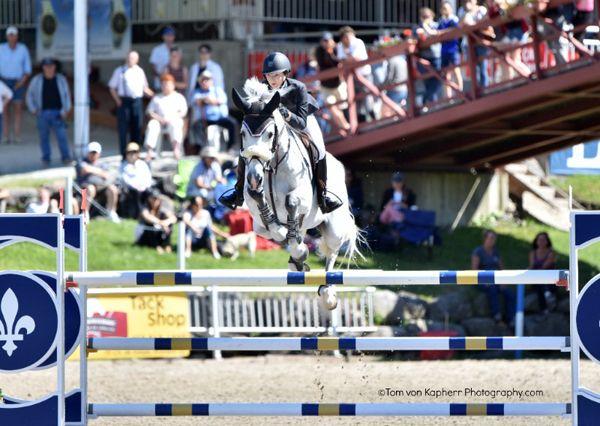 Horse Jumping through Circle Logo - Lucy Deslauriers in the winner's circle in Modified Grand Prix at ...