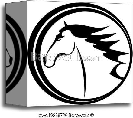 Horse Jumping through Circle Logo - Canvas Print of Horse tattoo character in a circle | Barewalls ...