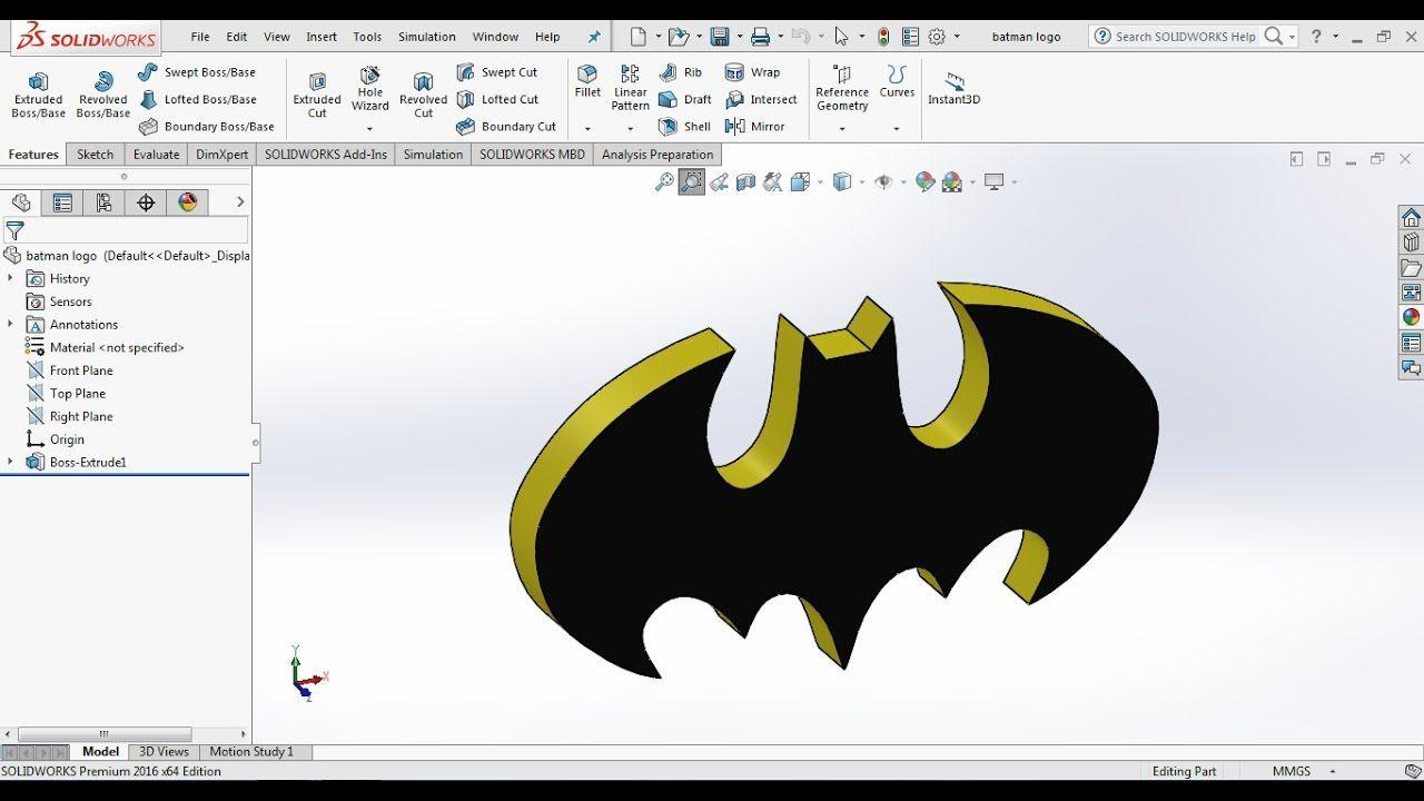 SolidWorks Logo - Solidworks Tutorial | How to design a batman logo using sketch ...