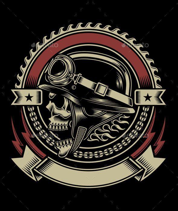 Biker Motorcycle Logo - Vintage Biker Skull Emblem | stuff | Biker, Skull, Motorbike