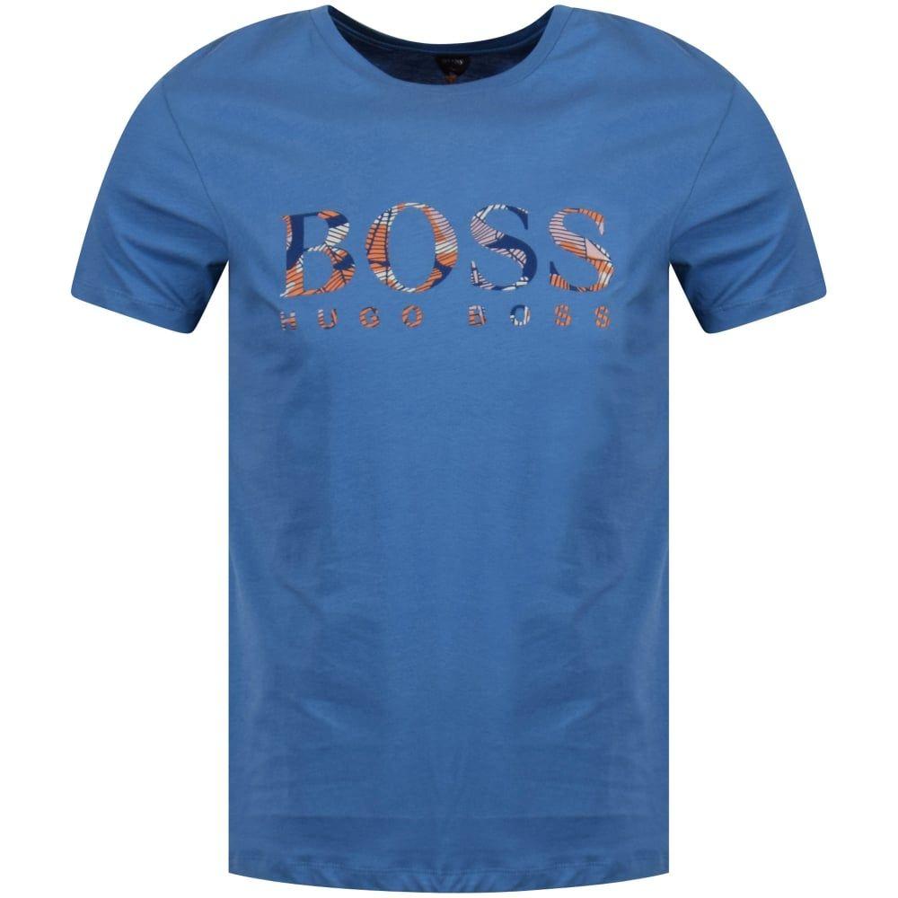 Blue Orange T-Shirts With Logo - BOSS Boss Casual Blue/Orange Logo T-Shirt - Men from Brother2Brother UK