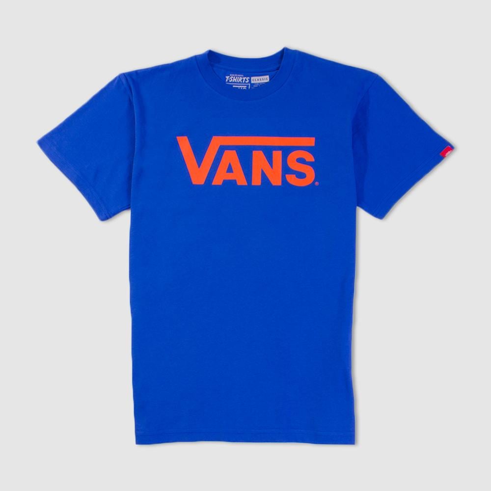 Blue Orange T-Shirts With Logo - Vans Blue Orange Classic Logo T Shirt. The Rainy Days