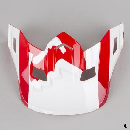 Red and White Peak Logo - Fox V2 Race Helmet Peak Red-White (Now -80%) - 24mx.co.uk