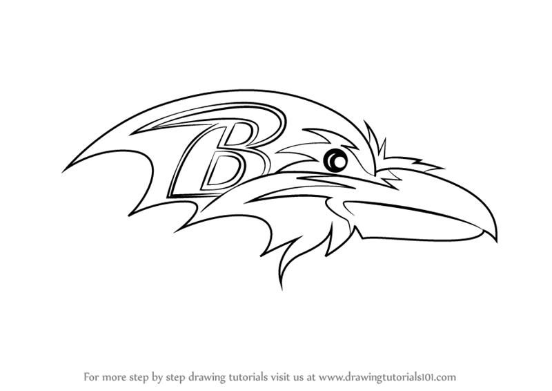 Black and White Ravens Logo - Learn How to Draw Baltimore Ravens Logo (NFL) Step by Step : Drawing ...