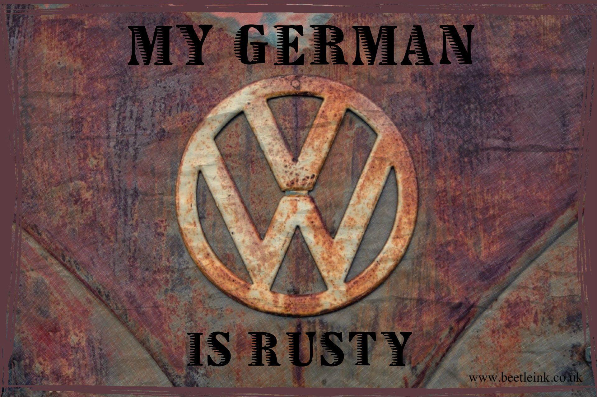 German VW Logo - My German is rusty VW Logo METAL WALL PLAQUE