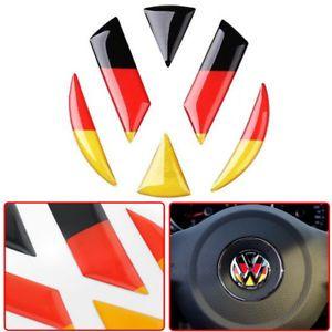 German VW Logo - Fit For VW Car Steering Wheel 3D Epoxy German Flag Emblem Badge ...