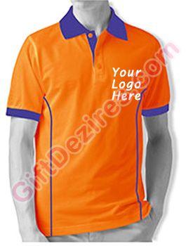 Blue Orange T-Shirts With Logo - Customized Polo T Shirts, Customized Collar T Shirts India