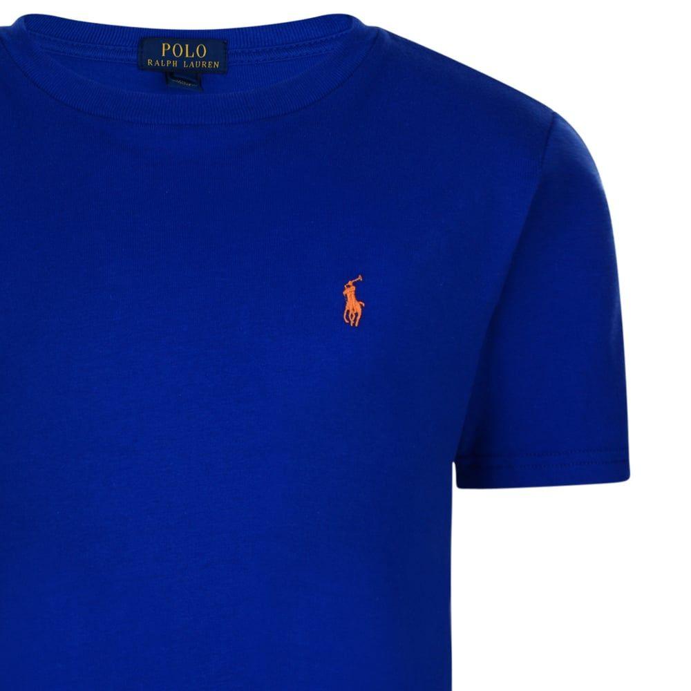 Blue Orange T-Shirts With Logo - Ralph Lauren Boys Royal Blue T-Shirt with Orange Logo - Ralph Lauren ...