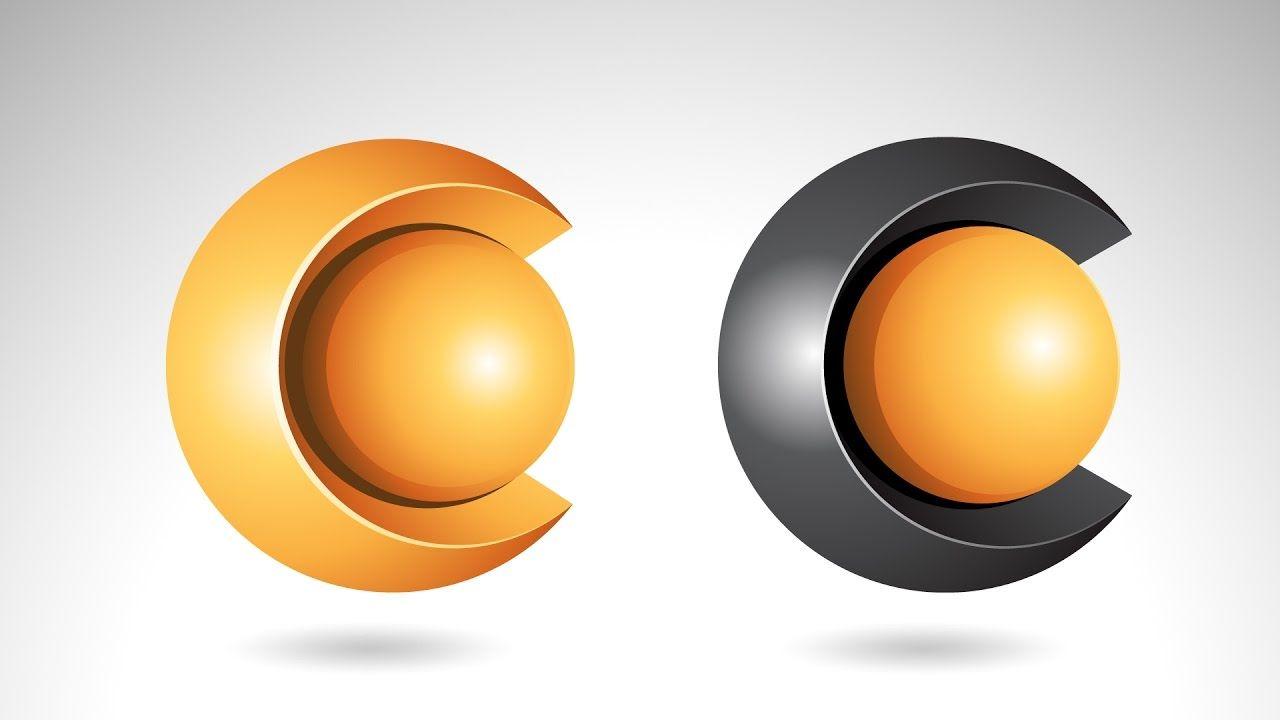 Orange Sphere Logo - Creating a Round Spherical 3d Vector Logo for Letter C - YouTube