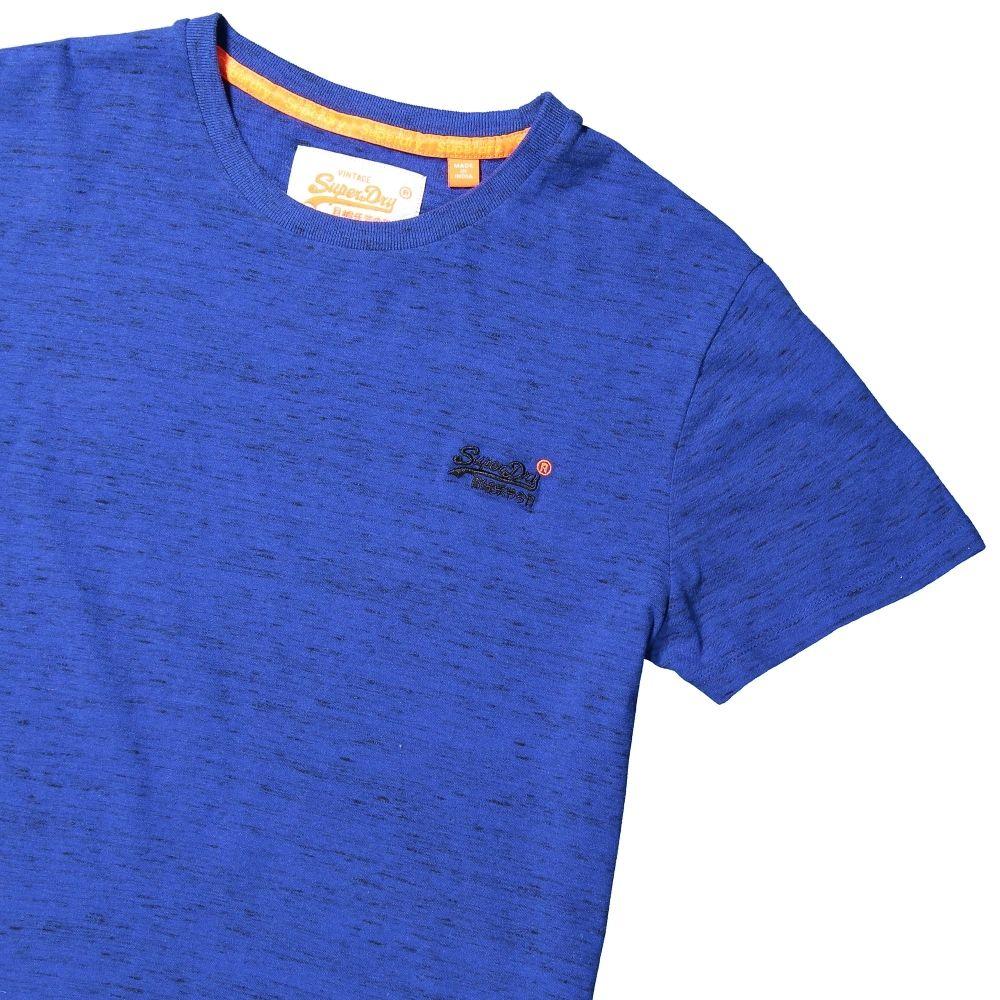 Blue Orange T-Shirts With Logo - Superdry Orange Label Vintage Embroidery T Shirt Blue Grit
