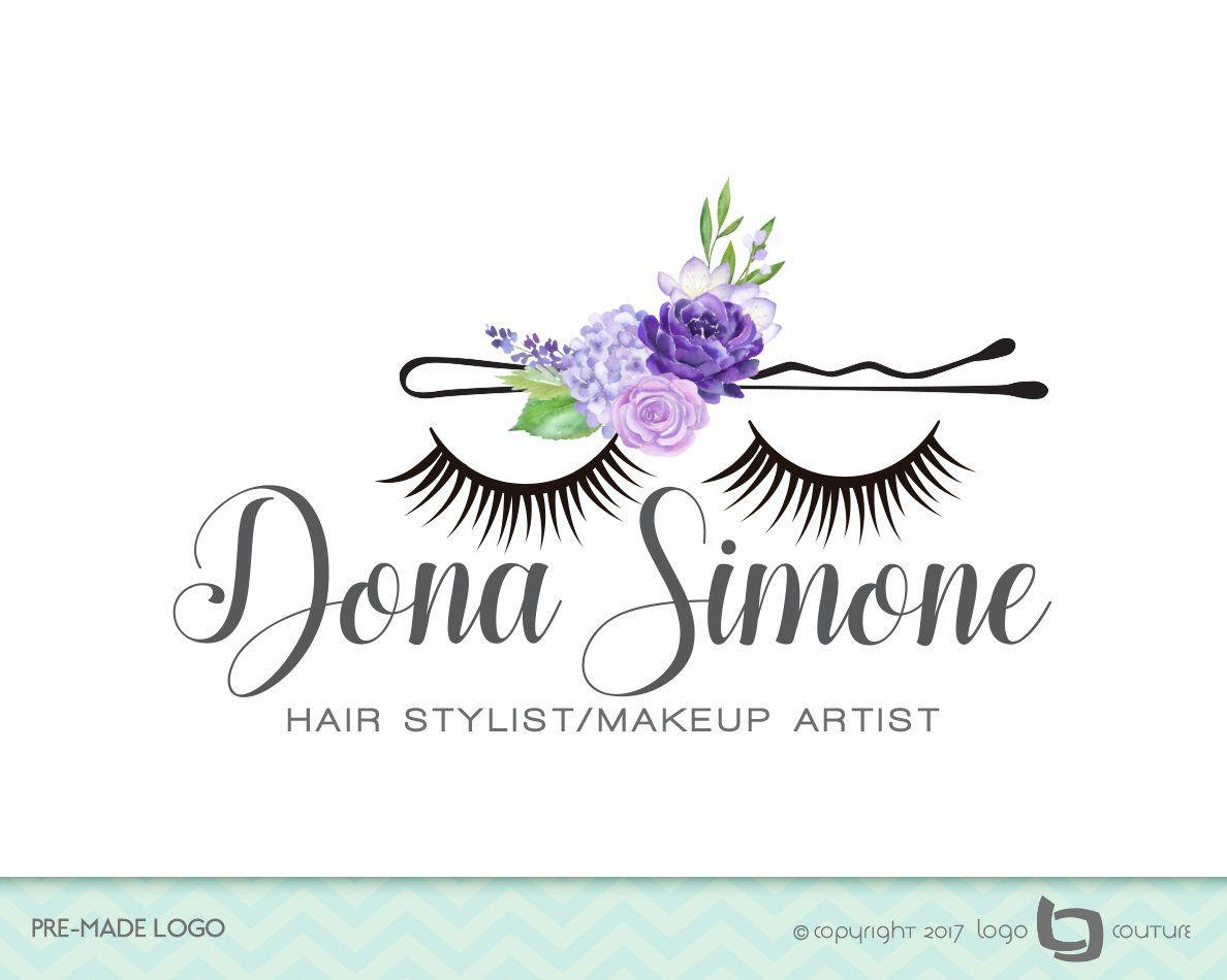 Hair and Make Up Logo - Makeup Studio Logo Hair Pin Logo Premade Hair and Makeup